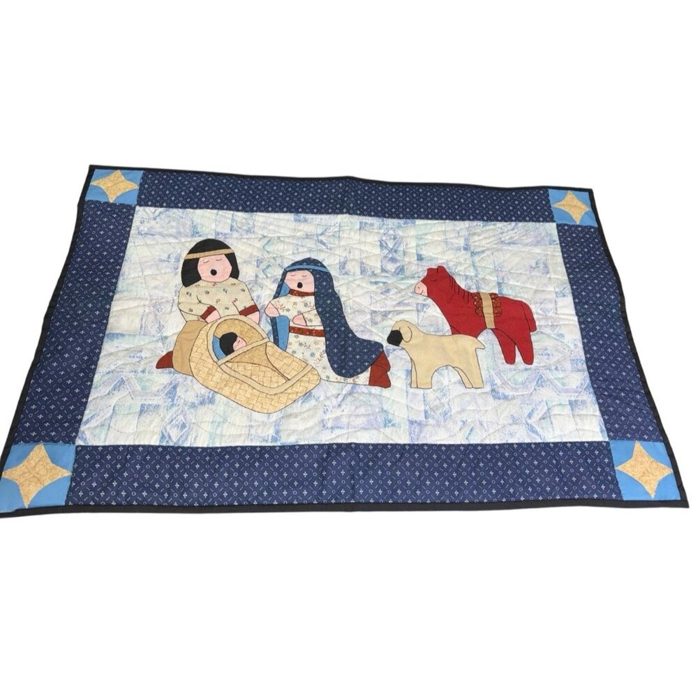 Christmas Nativity Scene Quilt Wall Hanging 33' X 21'